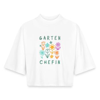Garten Chefin Blumen Retro Design - Boxy Frauen Recyceltes 1/2 Sleeved T-Shirt by Stanley/Stella - Weiß - Vorne - AI Model Female 172 dark (172cm)