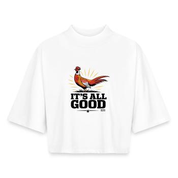 Explosion de Phénix Cramoisi - T-shirt femme coupe boxy recyclé manches mi-longues Stanley/Stella - blanc - Devant - AI Model Female 172 dark (172cm)