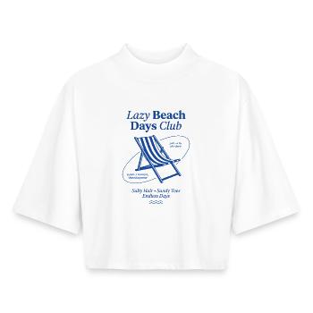 Lazy Beach Days Shirt Summer Vibes Club - Boxy Frauen Recyceltes 1/2 Sleeved T-Shirt by Stanley/Stella - Weiß - Vorne - AI Model Female 172 dark (172cm)