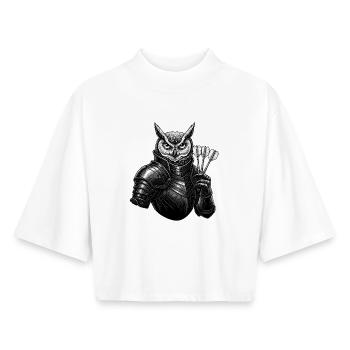Fléchettes Hibou Poker Poker Fléchettes Feu - T-shirt femme coupe boxy recyclé manches mi-longues Stanley/Stella - blanc - Devant - AI Model Female 172 dark (172cm)