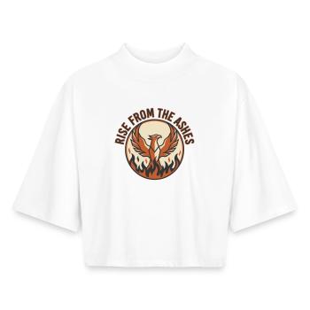 Le Phénix Éternel : Renaissance par le Courage - T-shirt femme coupe boxy recyclé manches mi-longues Stanley/Stella - blanc - Devant - AI Model Female 172 dark (172cm)