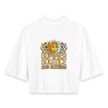 Litha Pagan: Sommersonnenwende, Mittsommer, Mittsommer, Mittsommer. - Boxy Frauen Recyceltes 1/2 Sleeved T-Shirt by Stanley/Stella - Weiß - Vorne - AI Model Female 172 dark (172cm)