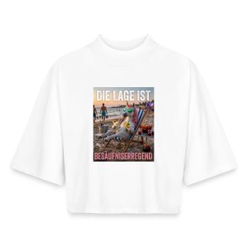 Die Lage ist Besäufniserregend Einhorn Party - Boxy Frauen Recyceltes 1/2 Sleeved T-Shirt by Stanley/Stella - Weiß - Vorne - AI Model Female 172 dark (172cm)