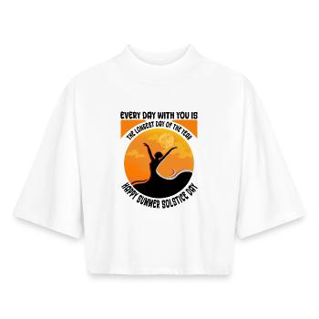 Litha Pagan Solstice d’été Midsommar - T-shirt femme coupe boxy recyclé manches mi-longues Stanley/Stella - blanc - Devant - AI Model Female 172 dark (172cm)
