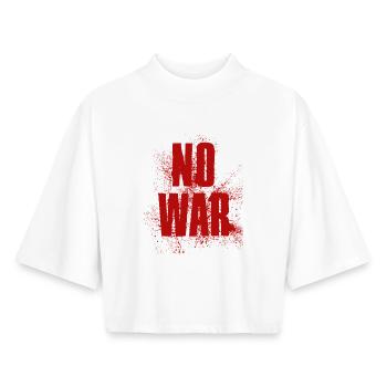 PAS DE GUERRE – Déclaration pour la paix contre la guerre - T-shirt femme coupe boxy recyclé manches mi-longues Stanley/Stella - blanc - Devant - AI Model Female 172 dark (172cm)