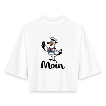 Möwe Moin Matrose - Boxy Frauen Recyceltes 1/2 Sleeved T-Shirt by Stanley/Stella - Weiß - Vorne - AI Model Female 172 dark (172cm)