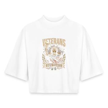 Jour des anciens combattants pour les démocrates - T-shirt femme coupe boxy recyclé manches mi-longues Stanley/Stella - blanc - Devant - AI Model Female 172 dark (172cm)