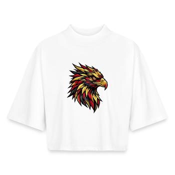 Deutschland Adler Fan Sport Design - Boxy Frauen Recyceltes 1/2 Sleeved T-Shirt by Stanley/Stella - Weiß - Vorne - AI Model Female 172 dark (172cm)