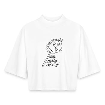 Just a girl who loves Hobby Horsing | Horse riding - Boxy Women's Recycled 1/2 Sleeved T-Shirt by Stanley/Stella - white - Front - AI Model Female 172 dark (172cm)