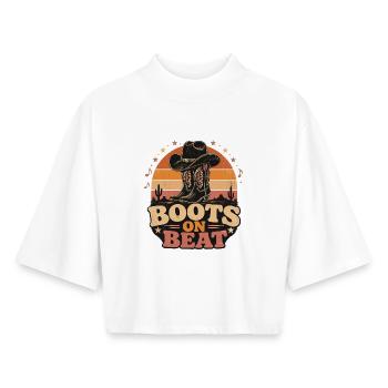 Boots on Beat - Boxy Women's Recycled 1/2 Sleeved T-Shirt by Stanley/Stella - white - Front - AI Model Female 172 dark (172cm)
