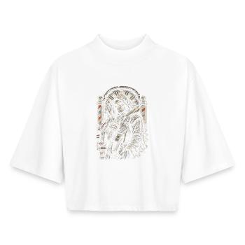 Barber Barbier - T-shirt femme coupe boxy recyclé manches mi-longues Stanley/Stella - blanc - Devant - AI Model Female 172 dark (172cm)