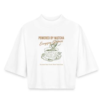 Angetrieben von Matcha Energizing Goodness Zen Tea - Boxy Frauen Recyceltes 1/2 Sleeved T-Shirt by Stanley/Stella - Weiß - Vorne - AI Model Female 172 dark (172cm)