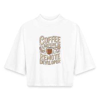 Remote Developer Coffee Remote Tech Coffee Lover - Boxy Frauen Recyceltes 1/2 Sleeved T-Shirt by Stanley/Stella - Weiß - Vorne - AI Model Female 172 dark (172cm)