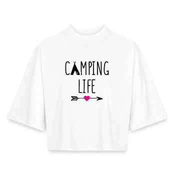 Leben auf dem Campingplatz - Boxy Frauen Recyceltes 1/2 Sleeved T-Shirt by Stanley/Stella - Weiß - Vorne - AI Model Female 172 dark (172cm)