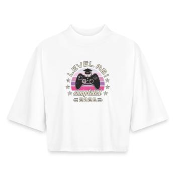 Abitur 2026 - Level Abi Completed Geschenkidee - Boxy Frauen Recyceltes 1/2 Sleeved T-Shirt by Stanley/Stella - Weiß - Vorne - AI Model Female 172 dark (172cm)
