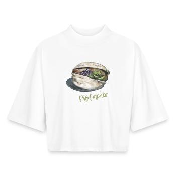 Pistachio Shell Esthétique Nut Lover - T-shirt femme coupe boxy recyclé manches mi-longues Stanley/Stella - blanc - Devant - AI Model Female 172 dark (172cm)