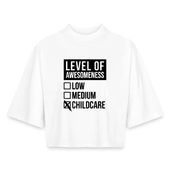 Garde d’enfants - T-shirt femme coupe boxy recyclé manches mi-longues Stanley/Stella - blanc - Devant - AI Model Female 172 dark (172cm)
