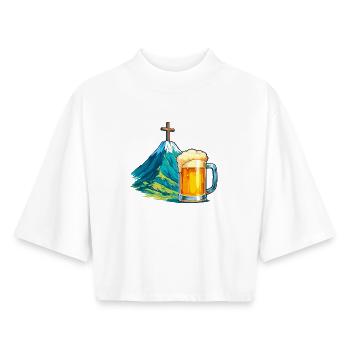 Mountain Cross Beer Festival Illustration - Boxy Women's Recycled 1/2 Sleeved T-Shirt by Stanley/Stella - white - Front - AI Model Female 172 dark (172cm)