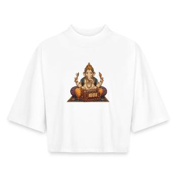 Ganesha Harmonium Art - Boxy Women's Recycled 1/2 Sleeved T-Shirt by Stanley/Stella - white - Front - AI Model Female 172 dark (172cm)