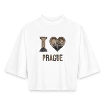 Prague – Arches en pierre et gothiques - T-shirt femme coupe boxy recyclé manches mi-longues Stanley/Stella - blanc - Devant - AI Model Female 172 dark (172cm)