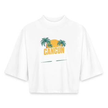 Équipe de la fête de Cancún - T-shirt femme coupe boxy recyclé manches mi-longues Stanley/Stella - blanc - Devant - AI Model Female 172 dark (172cm)