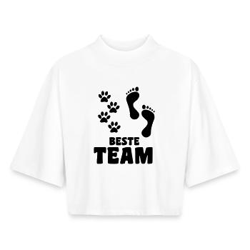 Zusammen mit Ihrem Hund sind Sie das beste Team * - Boxy Frauen Recyceltes 1/2 Sleeved T-Shirt by Stanley/Stella - Weiß - Vorne - AI Model Female 172 dark (172cm)