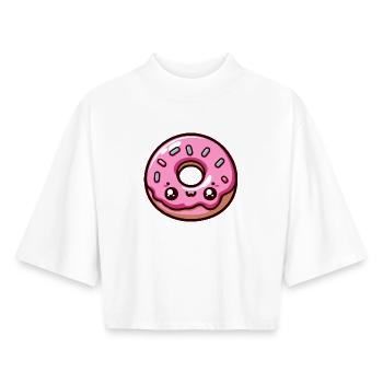 Pastellrosa Kawaii Donut - Boxy Frauen Recyceltes 1/2 Sleeved T-Shirt by Stanley/Stella - Weiß - Vorne - AI Model Female 172 dark (172cm)