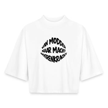 Le pouvoir du fermier - T-shirt femme coupe boxy recyclé manches mi-longues Stanley/Stella - blanc - Devant - AI Model Female 172 dark (172cm)