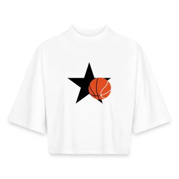 Pure basket – entraînement dribble tir victoire pe - T-shirt femme coupe boxy recyclé manches mi-longues Stanley/Stella - blanc - Devant - AI Model Female 172 dark (172cm)