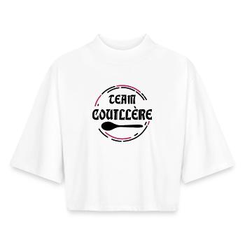 Team Couillère - Roi Burgonde - T-shirt femme coupe boxy recyclé manches mi-longues Stanley/Stella - blanc - Devant - AI Model Female 172 dark (172cm)