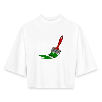 Illustration de pinceau de peintre créatif - T-shirt femme coupe boxy recyclé manches mi-longues Stanley/Stella - blanc - Devant - AI Model Female 172 dark (172cm)