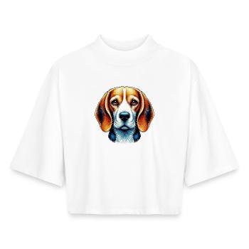 Chien Beagle - T-shirt femme coupe boxy recyclé manches mi-longues Stanley/Stella - blanc - Devant - AI Model Female 172 dark (172cm)