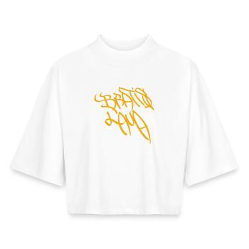 Journée du graffiti à Bratislava - T-shirt femme coupe boxy recyclé manches mi-longues Stanley/Stella - blanc - Devant - AI Model Female 172 dark (172cm)