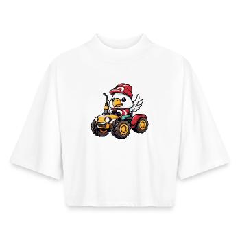 Eagle Tractor Farmer - T-shirt femme coupe boxy recyclé manches mi-longues Stanley/Stella - blanc - Devant - AI Model Female 172 dark (172cm)
