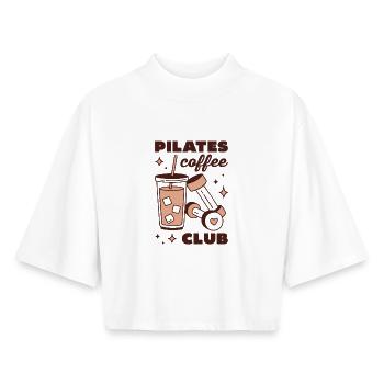 Pilates-Eiskaffee-Latte-Mädchen-Ästhetik - Boxy Frauen Recyceltes 1/2 Sleeved T-Shirt by Stanley/Stella - Weiß - Vorne - AI Model Female 172 dark (172cm)