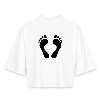 Pieds - T-shirt femme coupe boxy recyclé manches mi-longues Stanley/Stella - blanc - Devant - AI Model Female 172 dark (172cm)
