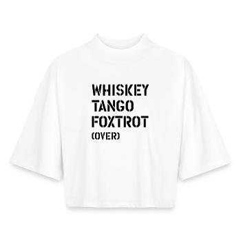 Whiskey Tango Foxtrot (over) - Boxy Women's Recycled 1/2 Sleeved T-Shirt by Stanley/Stella - white - Front - AI Model Female 172 dark (172cm)