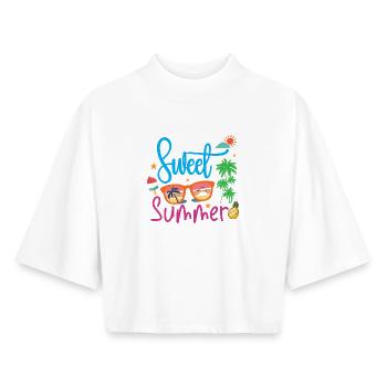 Süßer Sommer - Boxy Frauen Recyceltes 1/2 Sleeved T-Shirt by Stanley/Stella - Weiß - Vorne - AI Model Female 172 dark (172cm)