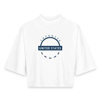 Lacrosse United States Emblem - Boxy Women's Recycled 1/2 Sleeved T-Shirt by Stanley/Stella - white - Front - AI Model Female 172 dark (172cm)