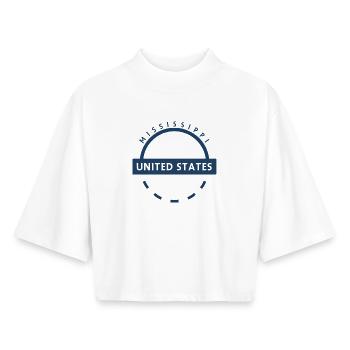 Mississippi Emblem United States - Boxy Women's Recycled 1/2 Sleeved T-Shirt by Stanley/Stella - white - Front - AI Model Female 172 dark (172cm)