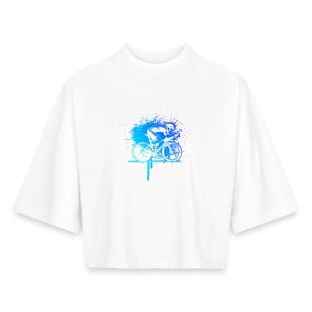 Lustiges Rennrad Motiv - Boxy Frauen Recyceltes 1/2 Sleeved T-Shirt by Stanley/Stella - Weiß - Vorne - AI Model Female 172 dark (172cm)