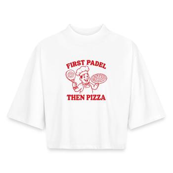 Padel shirt for players with humor - Boxy Women's Recycled 1/2 Sleeved T-Shirt by Stanley/Stella - white - Front - AI Model Female 172 dark (172cm)