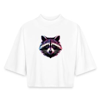 Waschbär - Boxy Frauen Recyceltes 1/2 Sleeved T-Shirt by Stanley/Stella - Weiß - Vorne - AI Model Female 172 dark (172cm)