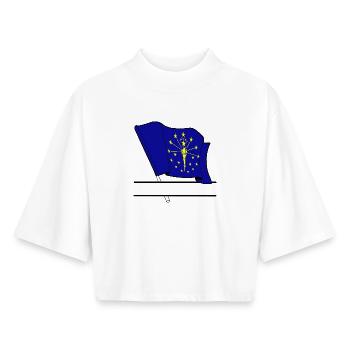 Flagge Indiana Textbanner - Boxy Frauen Recyceltes 1/2 Sleeved T-Shirt by Stanley/Stella - Weiß - Vorne - AI Model Female 172 dark (172cm)