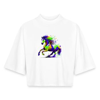 Cheval - T-shirt femme coupe boxy recyclé manches mi-longues Stanley/Stella - blanc - Devant - AI Model Female 172 dark (172cm)