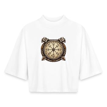 Nautical compass Viking - Boxy Women's Recycled 1/2 Sleeved T-Shirt by Stanley/Stella - white - Front - AI Model Female 172 dark (172cm)