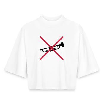 Trumpet Forbidden Shield - Boxy Women's Recycled 1/2 Sleeved T-Shirt by Stanley/Stella - white - Front - AI Model Female 172 dark (172cm)