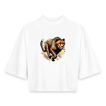 Guépard - T-shirt femme coupe boxy recyclé manches mi-longues Stanley/Stella - blanc - Devant - AI Model Female 172 dark (172cm)