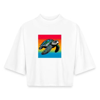 turtle - Boxy Women's Recycled 1/2 Sleeved T-Shirt by Stanley/Stella - white - Front - AI Model Female 172 dark (172cm)