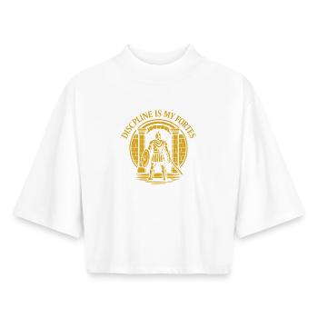 Discipline Is My Fortress Design - Boxy Women's Recycled 1/2 Sleeved T-Shirt by Stanley/Stella - white - Front - AI Model Female 172 dark (172cm)